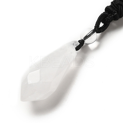 Cone Natural Quartz Crystal Pendant Necklace with Nylon Rope for Women G-H286-08D-1