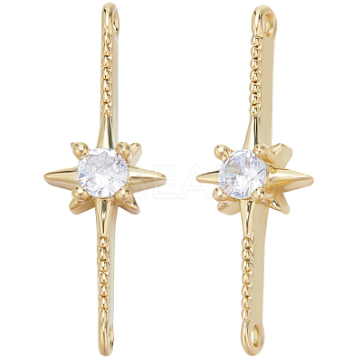 8Pcs Brass Pave Clear Cubic Zirconia Connector Charms ZIRC-BBC0002-27-1