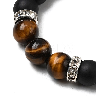 4Pcs 4 Style Natural Lava Rock & Mixed Stone Braided Bead Bracelets Set for Women BJEW-TA00115-1