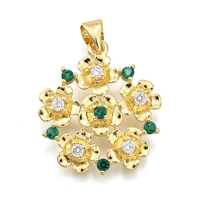 Rack Plating Brass Micro Pave Cubic Zirconia Pendants KK-K401-64A-G-1