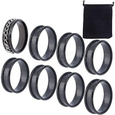 10Pcs Stainless Steel Grooved Finger Ring Settings STAS-UN0039-22B-1