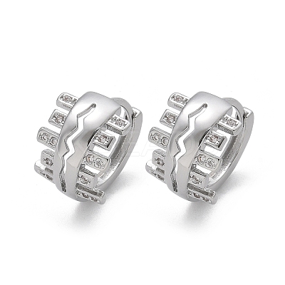 Brass Clear Cubic Zirconia Hoop Earrings EJEW-Q014-16P-1