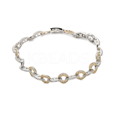 Brass Micro Pave Clear Cubic Zirconia Link Chain Bracelets for Women LS-BJEW-B145-02-1