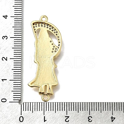 Brass Clear Cubic Zirconia Grim Reaper Connector Charms KK-C090-36G-01-1
