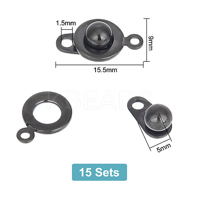 15 Sets 201 Stainless Steel Snap Clasps STAS-UN0045-78-1