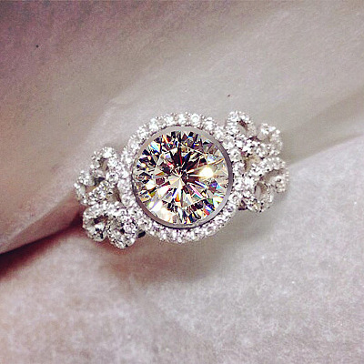 Flat Round Brass Micro Pave Clear Cubic Zirconia Finger Rings for Women FS-WG22049-01-1