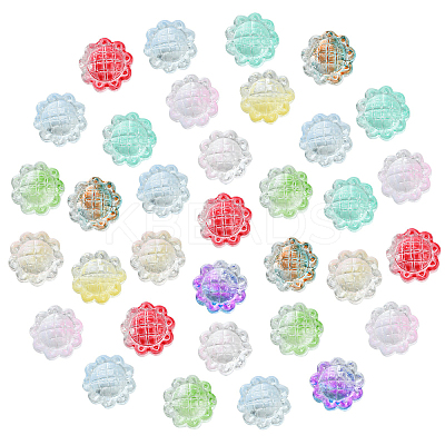 100Pcs Transparent Spray Painted Glass Beads GLAA-CJ0002-26-1