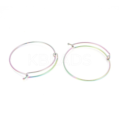Adjustable Ion Plating(IP) 304 Stainless Steel Expandable Bangle Making BJEW-L604-09M-1