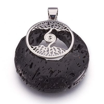 Natural Lava Rock Pendants KK-F751-B19-1