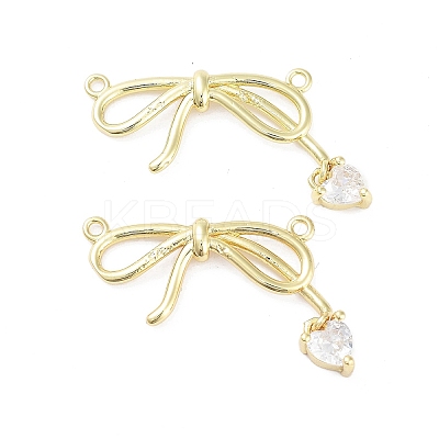 Rack Plating Brass Micro Pave Clear Cubic Zirconia Pendants KK-H474-06G-1