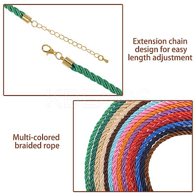 14Pcs 14 Styles Polyester Braided Round Cord Necklace Making NJEW-PH01638-1
