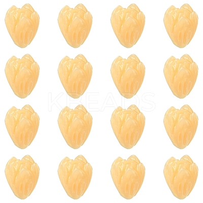 20Pcs Opaque Resin Flower Rose Beads RESI-YW0004-99F-1
