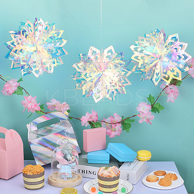 PET Snowflake Pendant Decorations AJEW-WH20020-014B-1