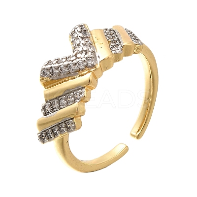 Brass Micro Pave Clear Cubic Zirconia Cuff Rings RJEW-U035-08GP-1