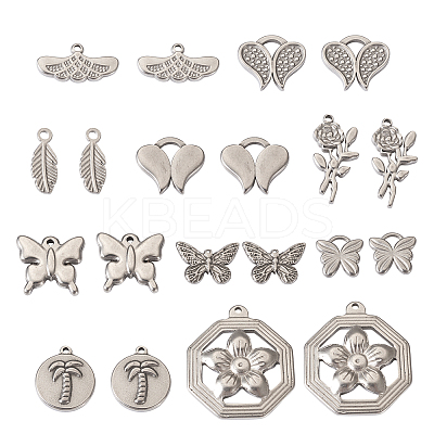 20Pcs 10 Style 304 Stainless Steel Pendants STAS-FW0001-28-1