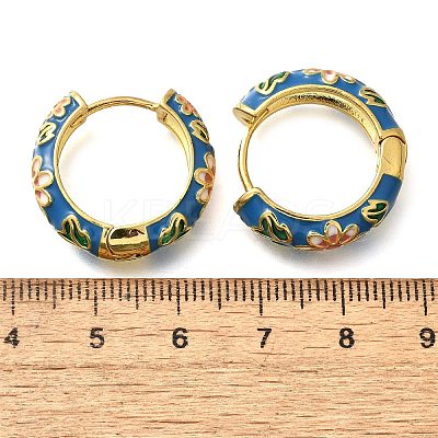 Flower Brass Enamel Hoop Earrings EJEW-R018-06G-1