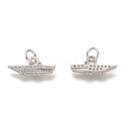 Brass Micro Pave Clear Cubic Zirconia Charms ZIRC-B002-53P-1