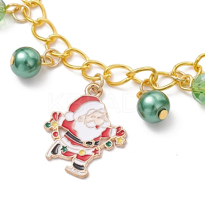 Christmas Alloy Enamel Charm Bracelets BJEW-JB12076-03-1