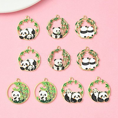10Pcs 5 Style Alloy Enamel Pendants ENAM-YW0003-75-1