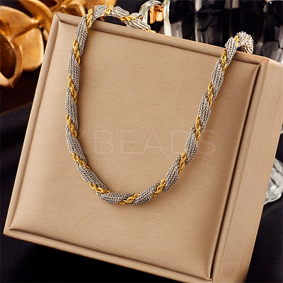 4MM 304 Stainless Steel Rope Chain Necklaces NJEW-Z095-01GP-02-1
