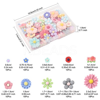 100Pcs 10 Styles Opaque Resin Cabochons CRES-FS0001-25-1