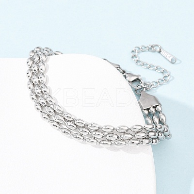 304 Stainless Steel Beads Multi-strand Bracelets LS-BJEW-K287-01P-1