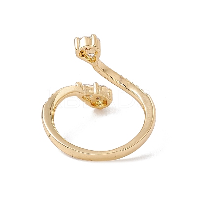 Clear Cubic Zirconia Snake Open Cuff Ring RJEW-B043-01-1