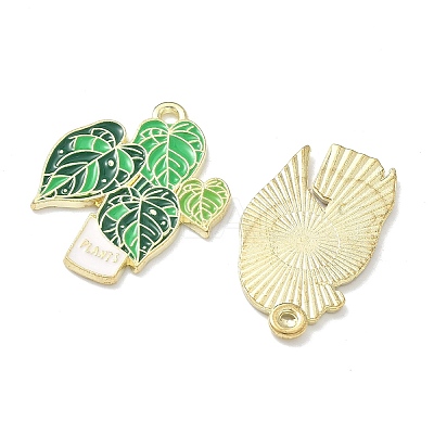 Green Plants and Potted Plants Alloy Enamel Pendants X-ENAM-P266-01B-G-1