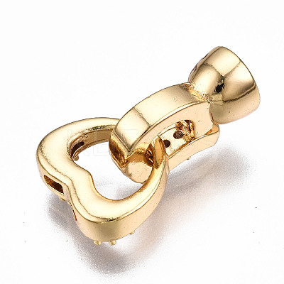 Brass Micro Pave Clear Cubic Zirconia Fold Over Clasps KK-T063-62G-NF-1
