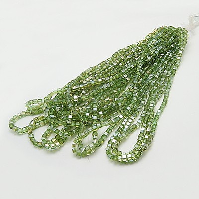 Electroplate Glass Beads Strands EGLA-D018-6x6mm-24-1