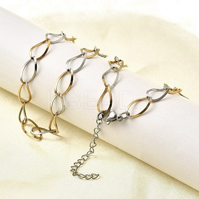 304 Stainless Steel Teardrop Link Chain Necklaces for Women Men NJEW-A058-02GP-1