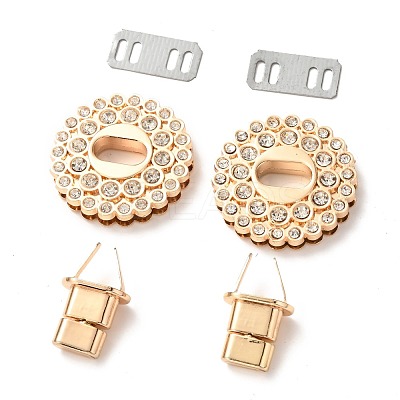 Flat Round Zinc Alloy with Rhinestones Bag Twist Lock Clasps PALLOY-A068-03LG-1