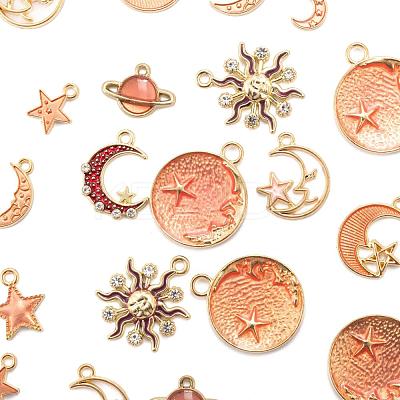 80Pcs 10 Style Celestial Alloy Enamel Pendants ENAM-LS0001-43-1