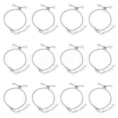12Pcs 304 Stainless Steel Rolo Chain Slider Bracelet/Bolo Bracelets Making MAK-UN0001-19-1