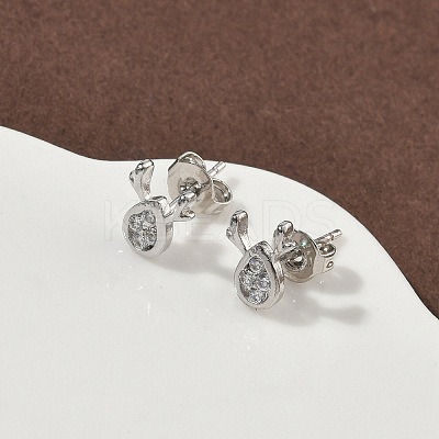 Deer Brass Micro Pave Clear Cubic Zirconia Stud Earrings EJEW-F383-08P-1