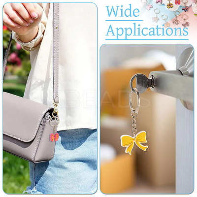 12Pcs 12 Styles PVC Plastic Bowknot Keychains KEYC-TA0001-54-1