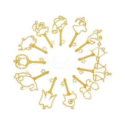 24Pcs 12 Style Alloy Open Back Bezel Pendants PALLOY-CJ0001-128-1