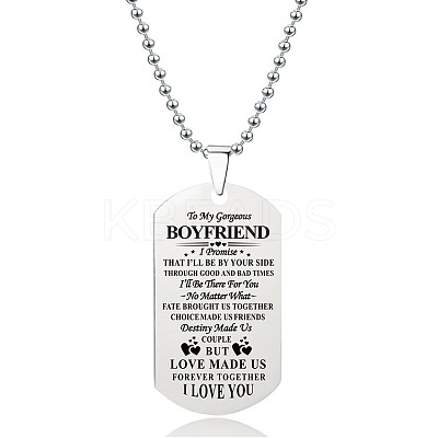 201 Stainless Steel To My Boyfriend Dog Tag Pendant Ball Chain Necklaces FS-WG527E6-36-1