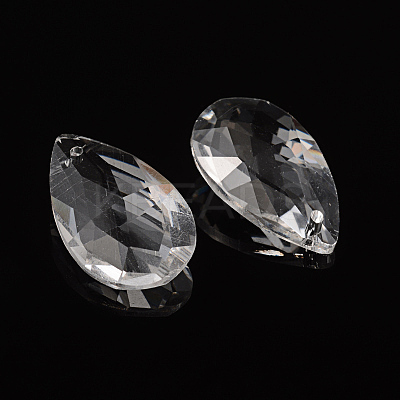 Faceted Teardrop Transparent Glass Pendants X-EGLA-R085-03-1