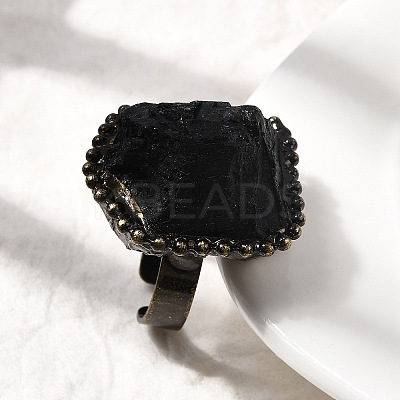Natural Tourmaline Irregular Nugget Open Cuff Rings G-A278-03AB-02-1