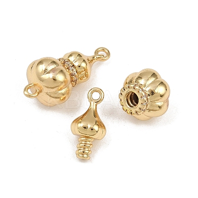 Brass Micro Pave Cubic Zirconia Screw Clasps KK-C136-03G-1