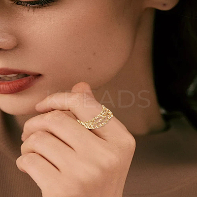 1Pc 304 Stainless Steel Open Cuff Ring RJEW-LP0008-23G-1