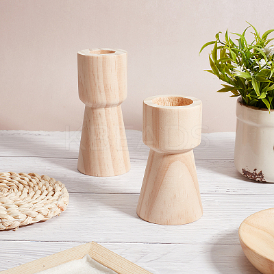 2Pcs 2 Style Wood Candle Holder AJEW-GF0004-05A-1