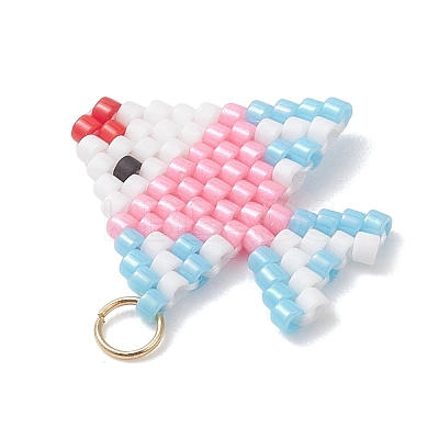 Glass Seed Beaded Fish Pendants PALLOY-MZ01219-1