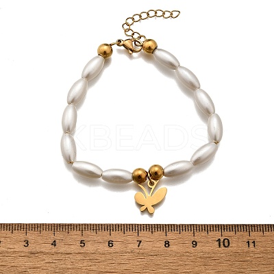 304 Stainless Steel Butterfly Charm Bracelets for Women BJEW-C098-08G-1