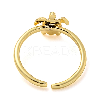 Rack Plating Brass Sea Turtle Open Cuff Rings for Women RJEW-C081-02G-1