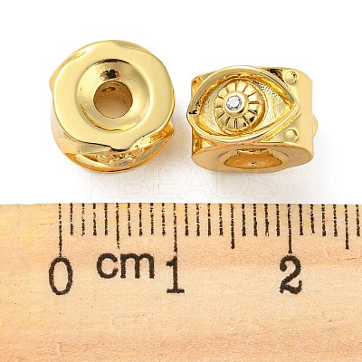 Rack Plating Eco-Friendly Brass Micro Pave Clear Cubic Zirconia Beads KK-M258-05G-1