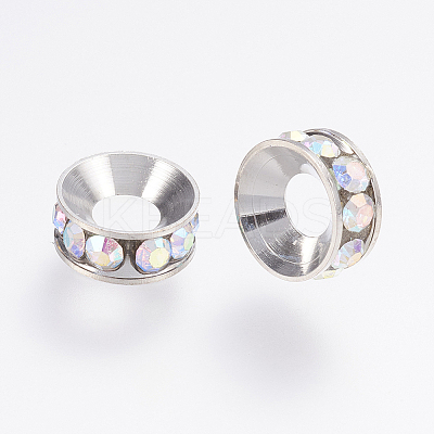 Brass Rhinestone Spacer Beads RB-E511-18-1