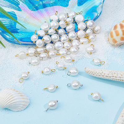 48Pcs 2 Colors Natural Cultured Freshwater Pearl Charms FIND-FI0001-17B-1