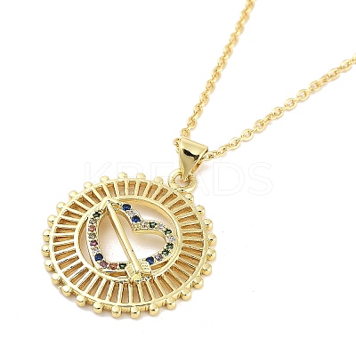 Brass Micro Pave Clear Cubic Zirconia Pendant Necklaces LS-NJEW-Z035-02B-G-1